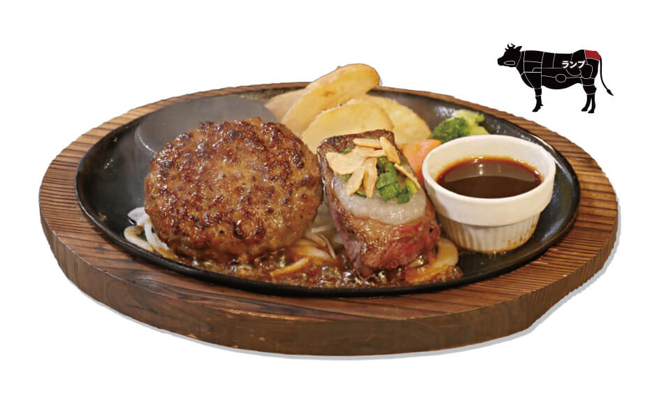 にんにく醤油赤身ステーキ&あさくまハンバーグ