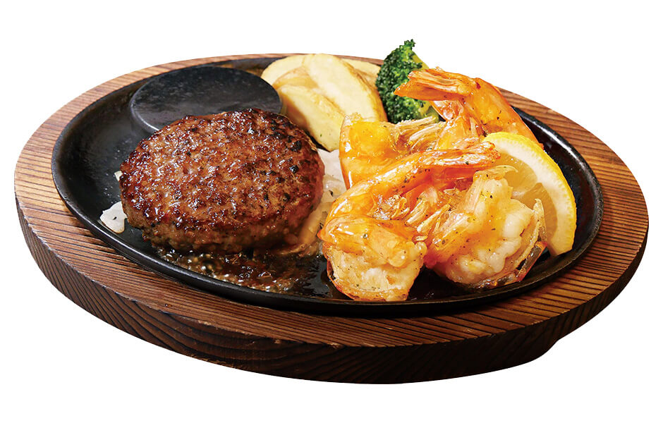 あさくまハンバーグ&ガーリックシュリンプ